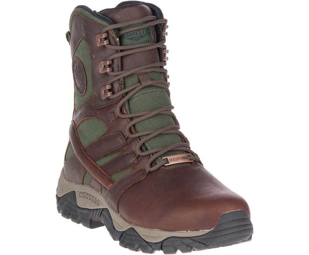 Merrell Work Boots Brown - Moab Duluth Pack 8\" Waterproof SR - Mens 40GJQKSOV